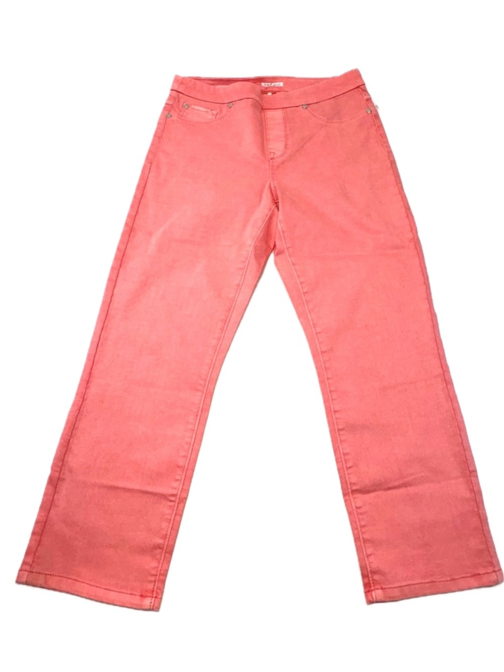 NWT Tribal Jeans Pink Lady Pull-On Cropped Straight Leg Pants Size 8